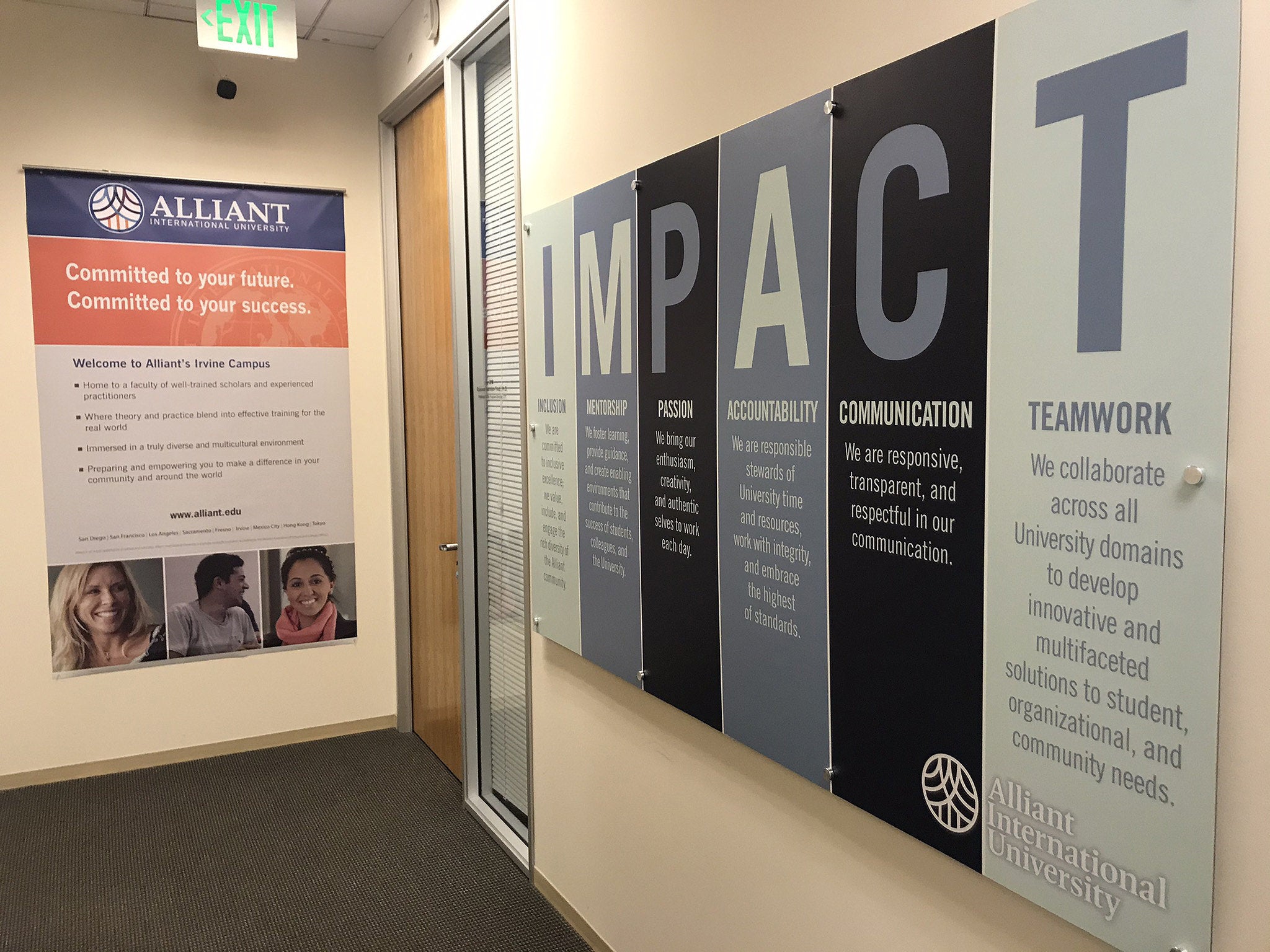 IMPACT on wall, about Alliant University