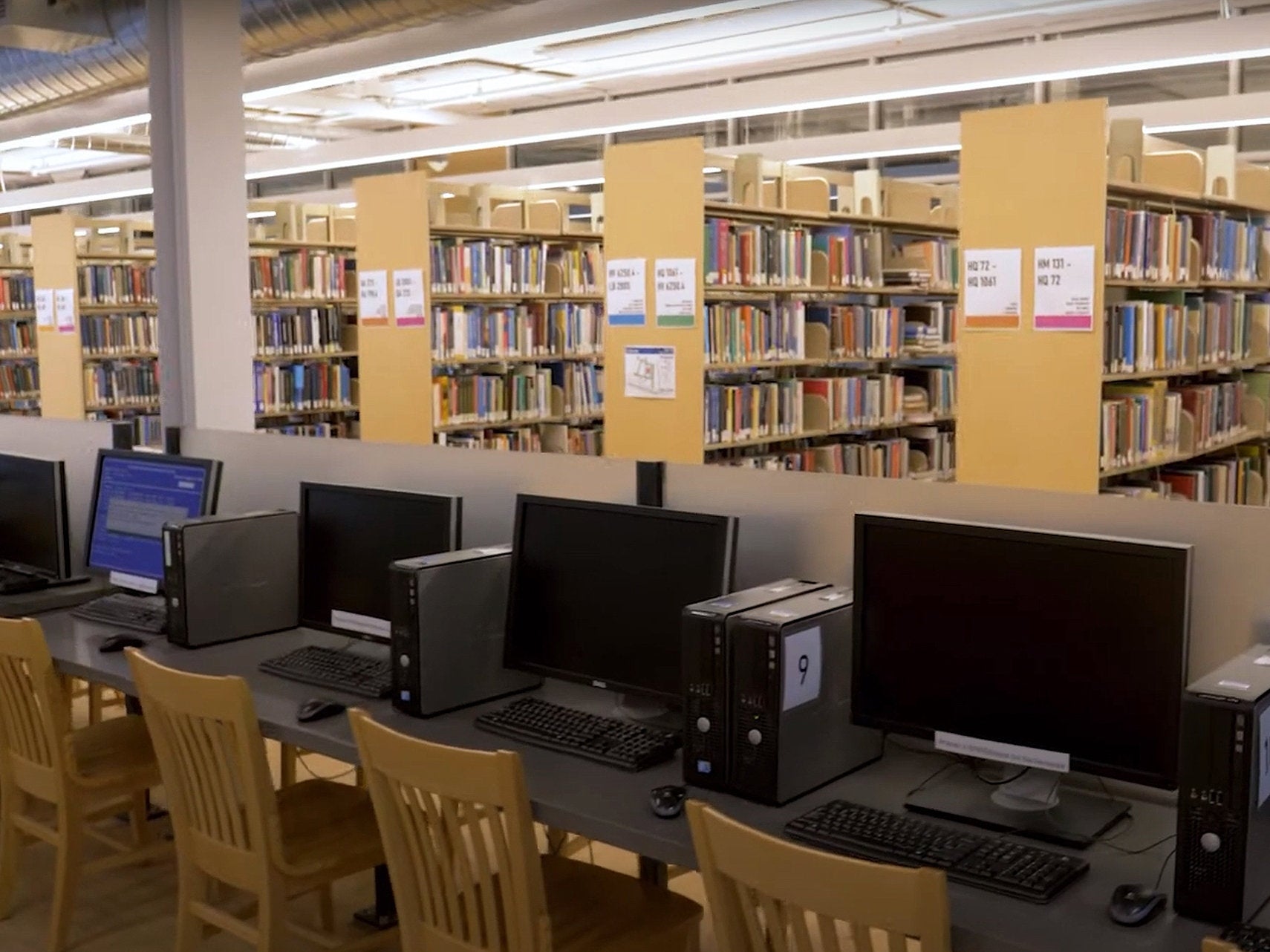 Books and laptops for studying at the library