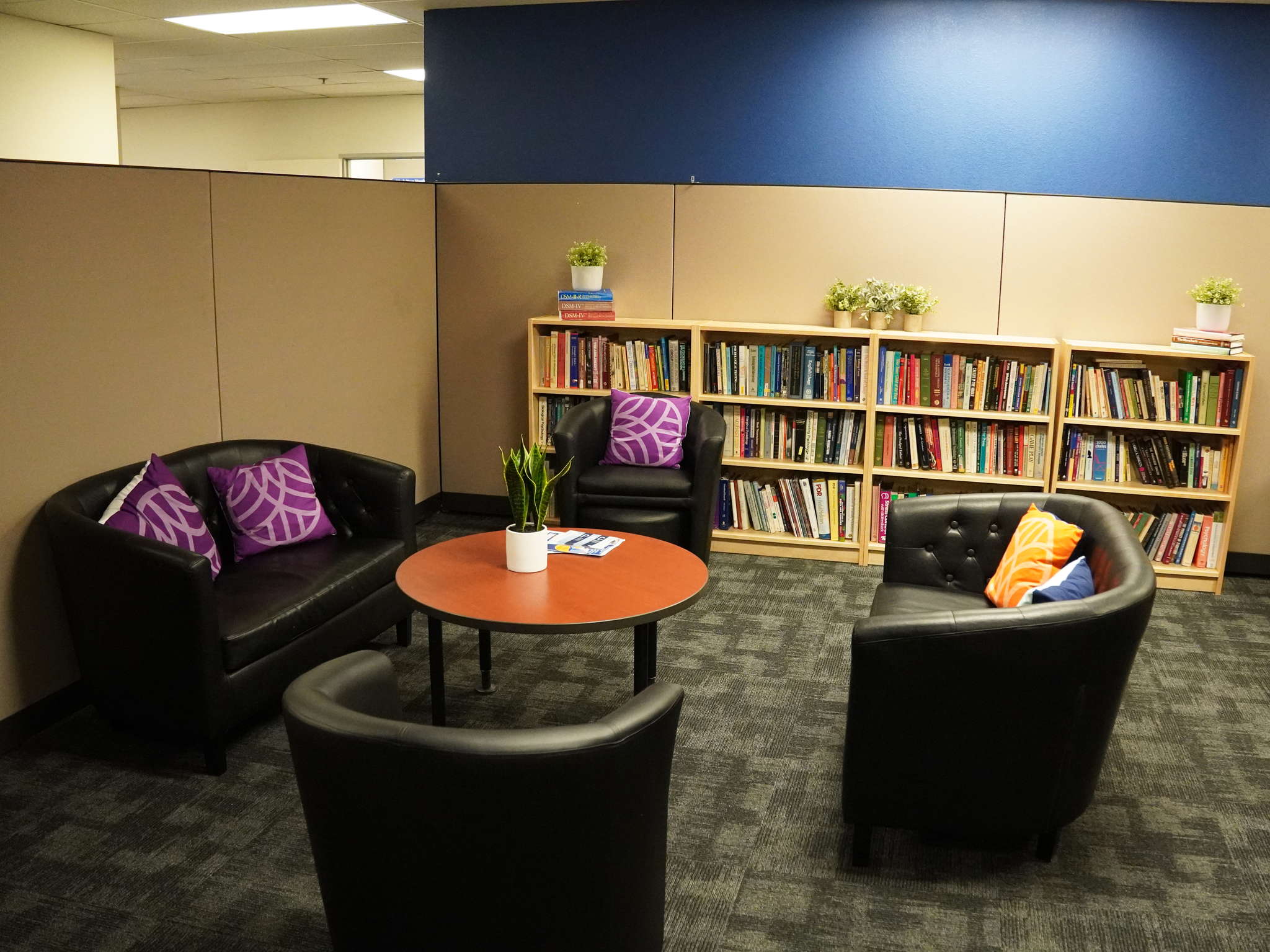 Meeting spot for students with couches and books