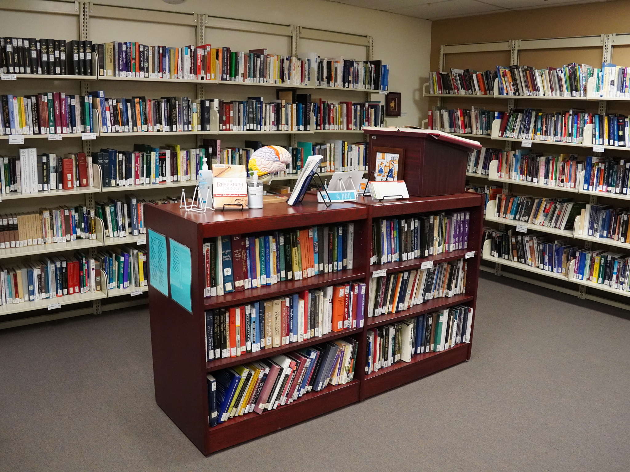 Rows of books at the Sacramento campus