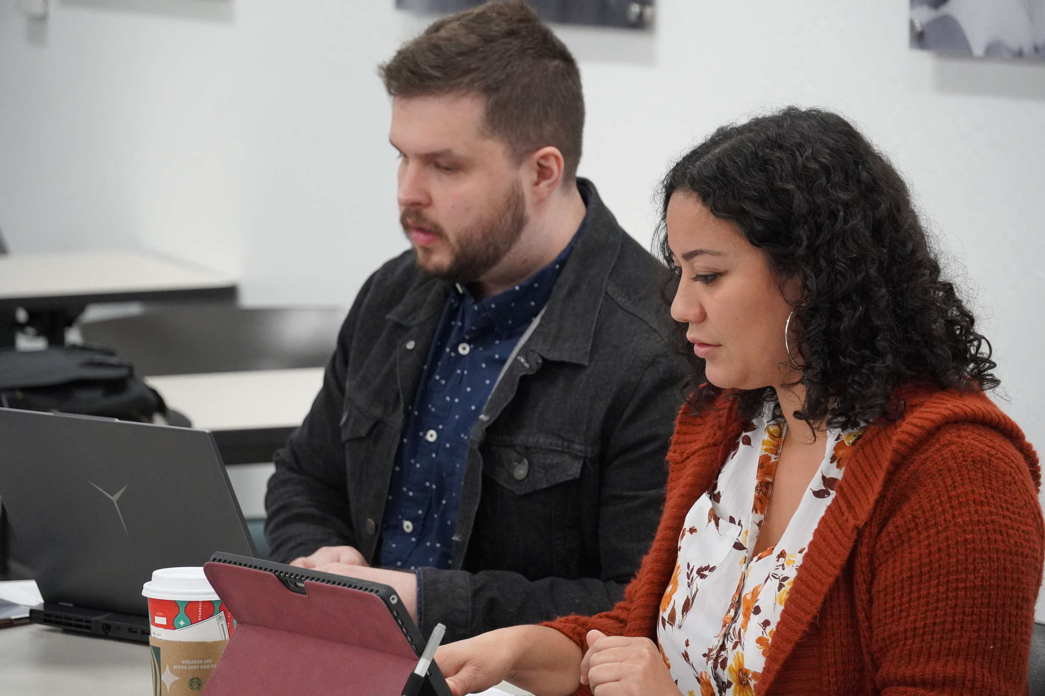 Two students in a classroom