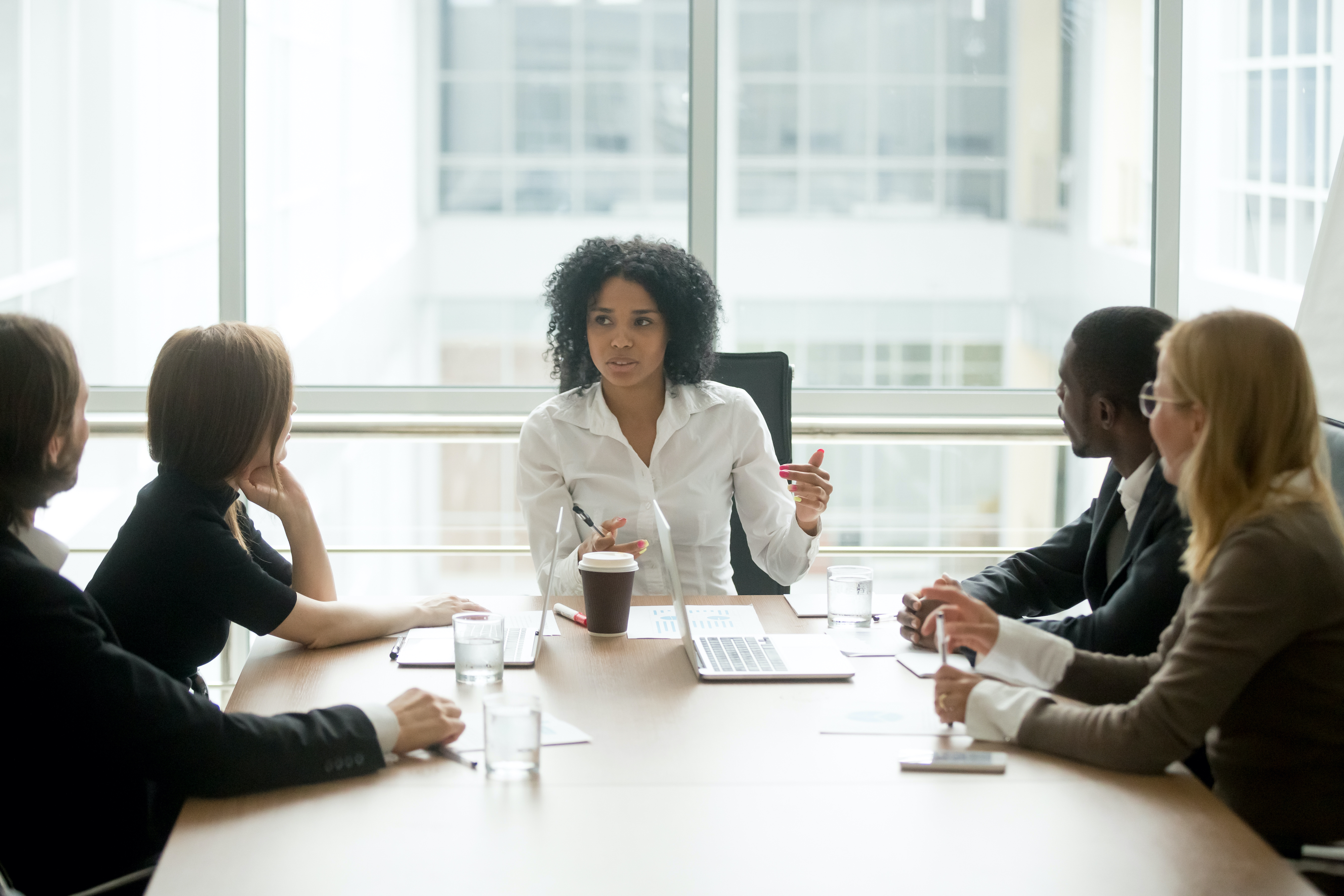 woman talking at meeting