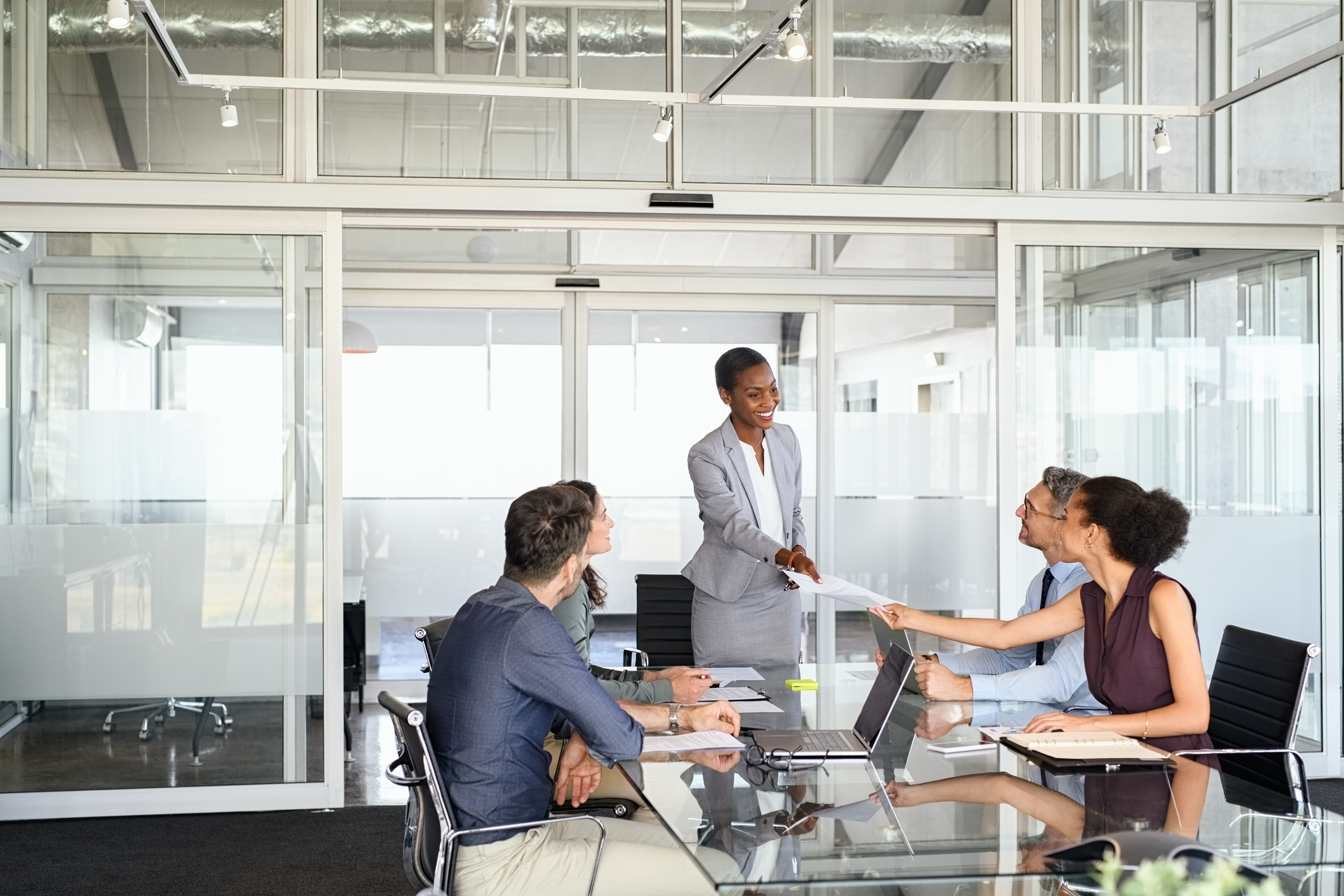 group of people talking in meeting room