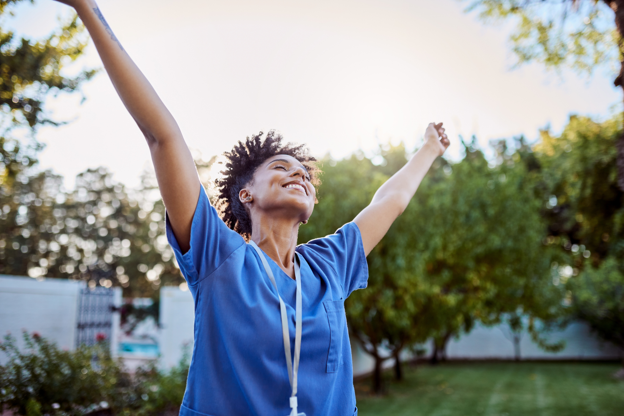 Nurse celebrating